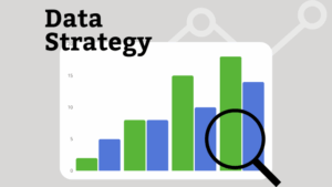 Bar graph with magnifying glass